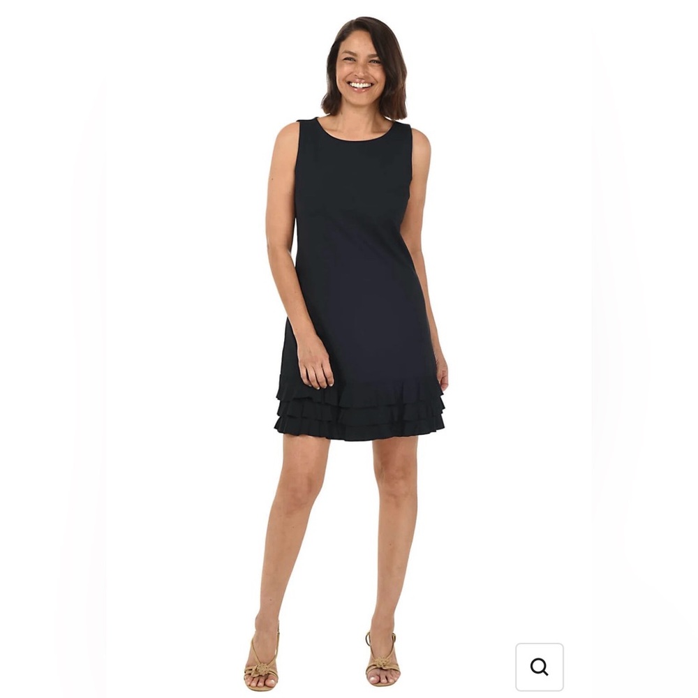 ANTHONY'S RESORT WEAR Solid UPF50+ Black Ruffle Dress Size XL